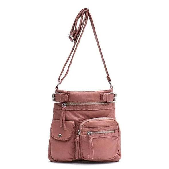 Multi-Pocket Crossbody Bag Soft Leather Shoulder Purse Bag