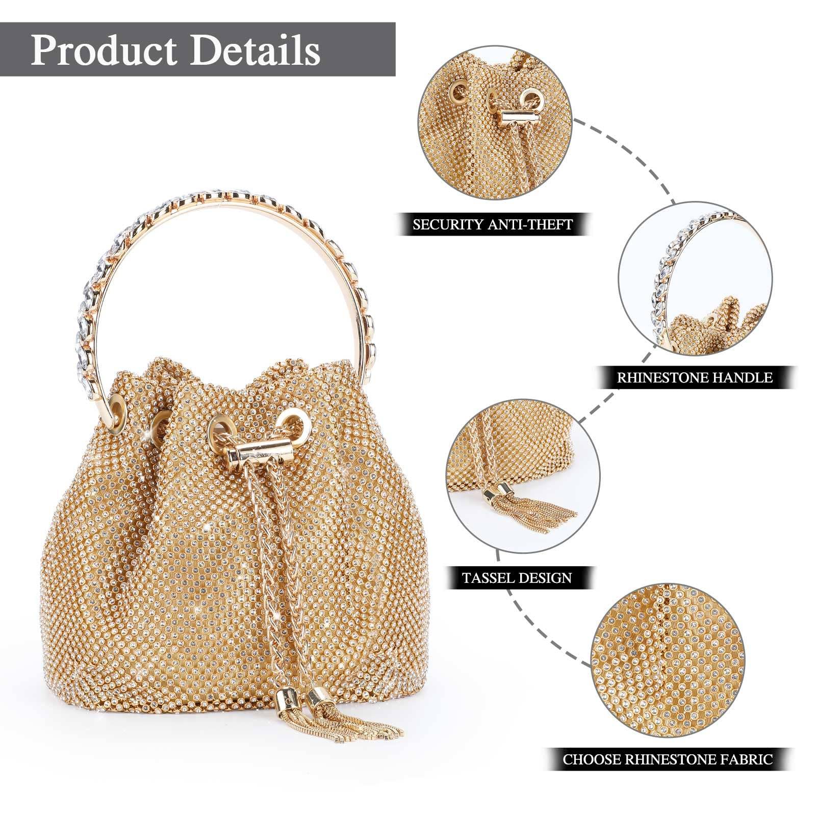 UBORSE Women Evening Clutch Bags Sparkly Diamond Glitter Bag Elegant Crystal Wedding Purse Rhinestone Party Bridal Handbag