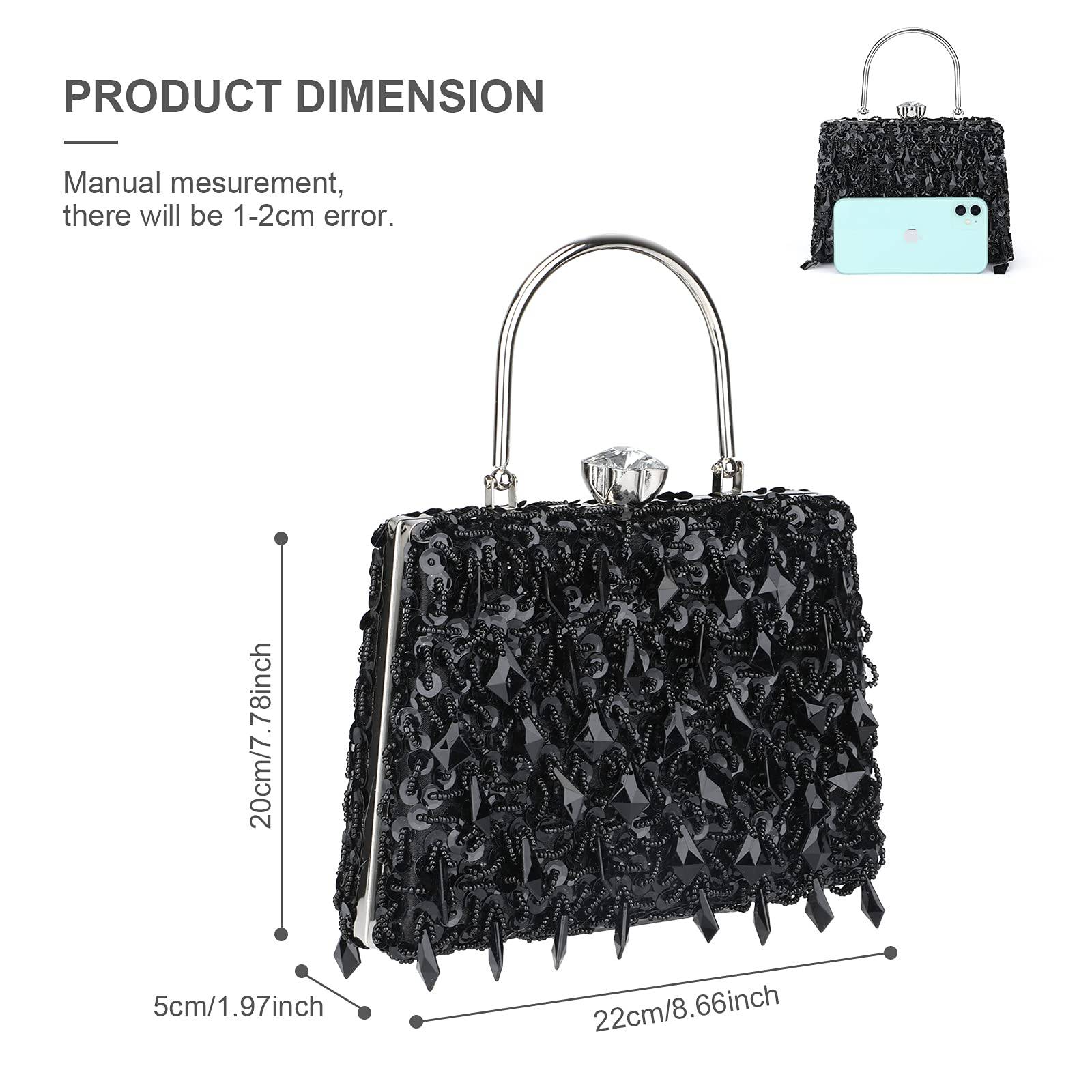 UBORSE Women Wedding Clutch Rhinestone Bling Sequin Evening Bags Vintage Crystal Beaded Cocktail Party Party Purse