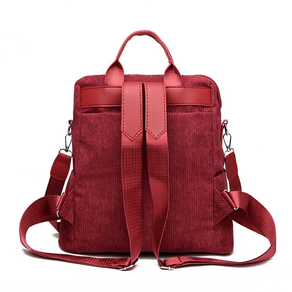 Plain Corduroy Rivet Backpacks