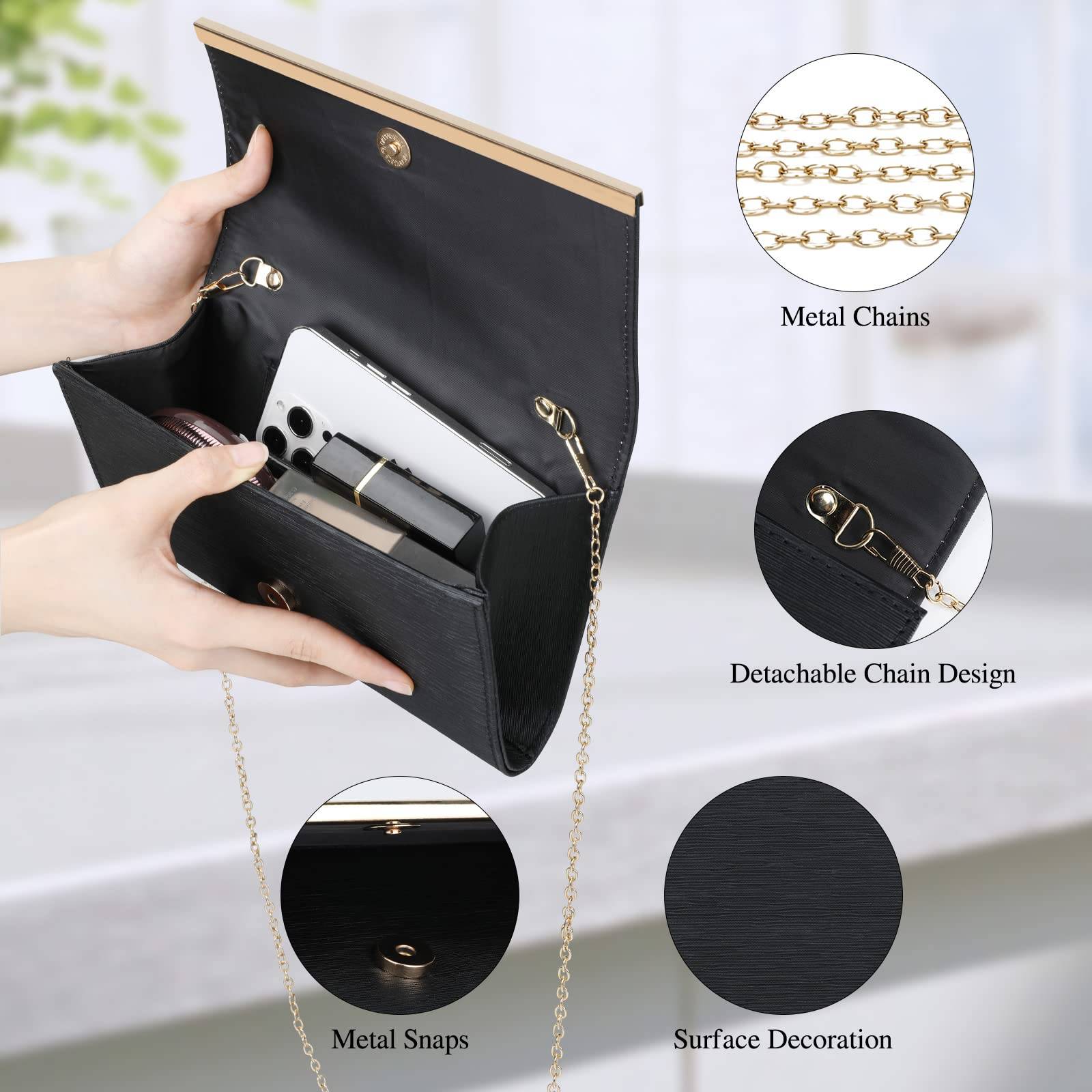 UBORSE Women Clutch Bag Evening Bag Elegant Women Chain Shoulder Bag Wedding Clutch Small Bridal Purse for Wedding Cocktail