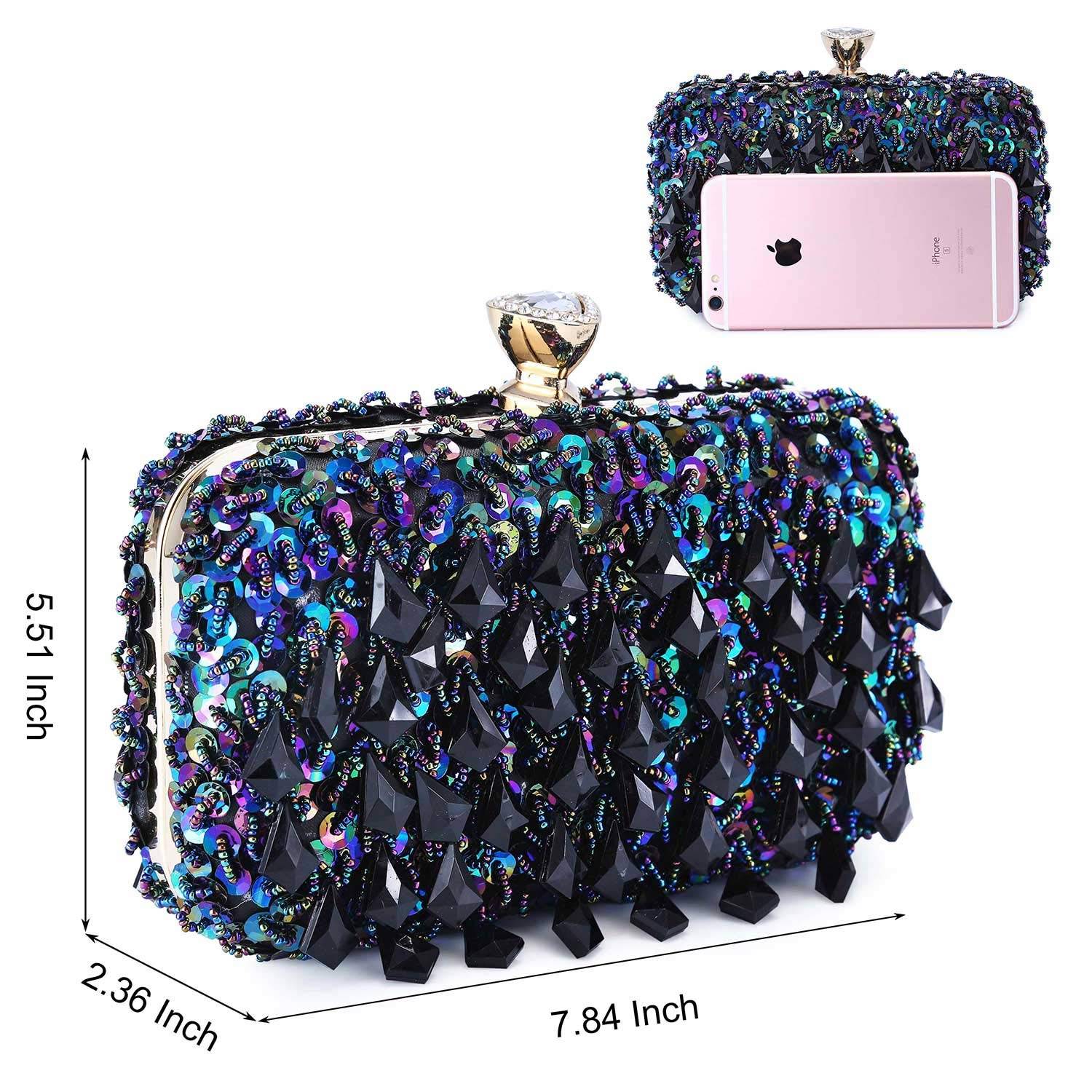 UBORSE Women Wedding Clutch Rhinestone Bling Sequin Evening Bags Vintage Crystal Beaded Cocktail Party Party Purse