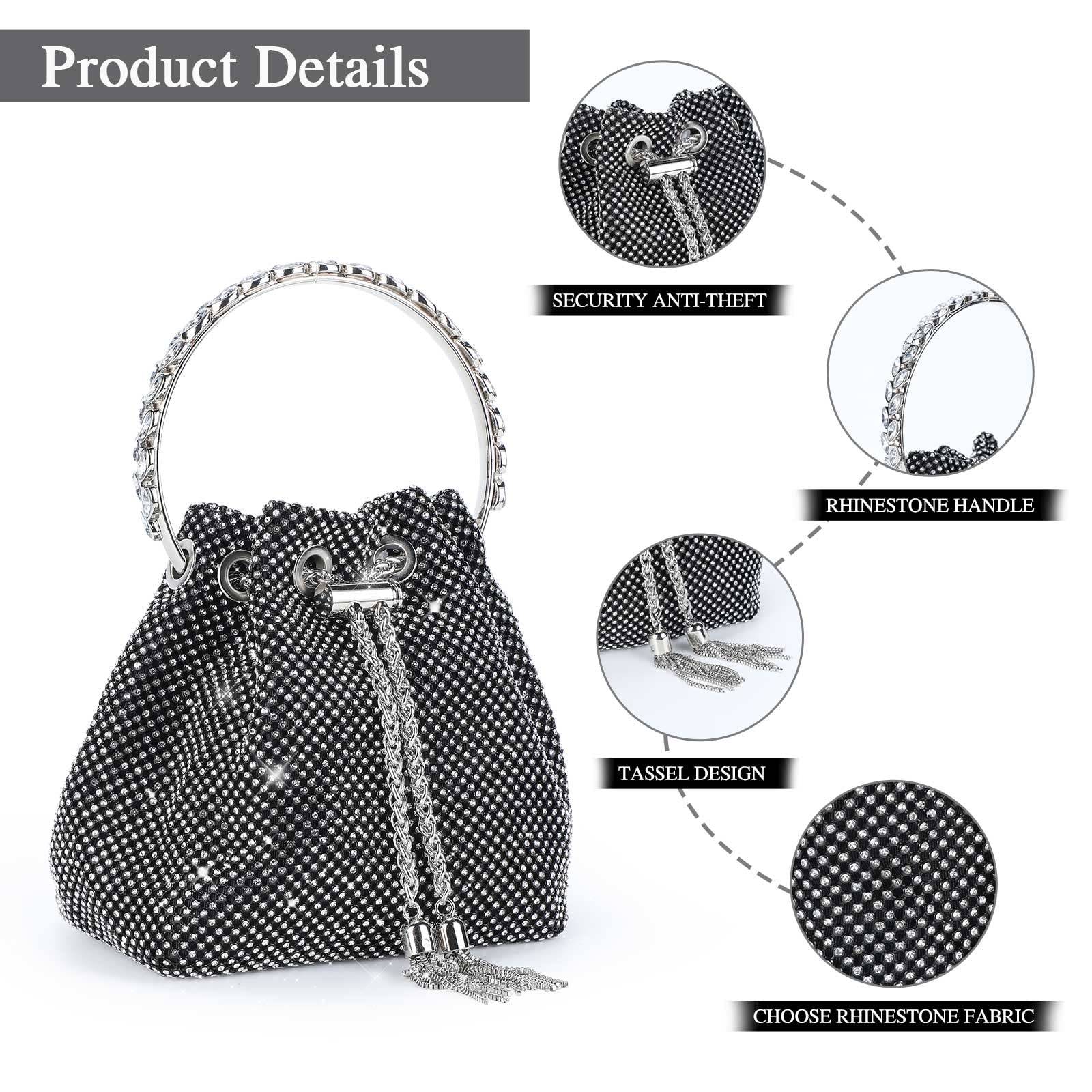 UBORSE Women Evening Clutch Bags Sparkly Diamond Glitter Bag Elegant Crystal Wedding Purse Rhinestone Party Bridal Handbag