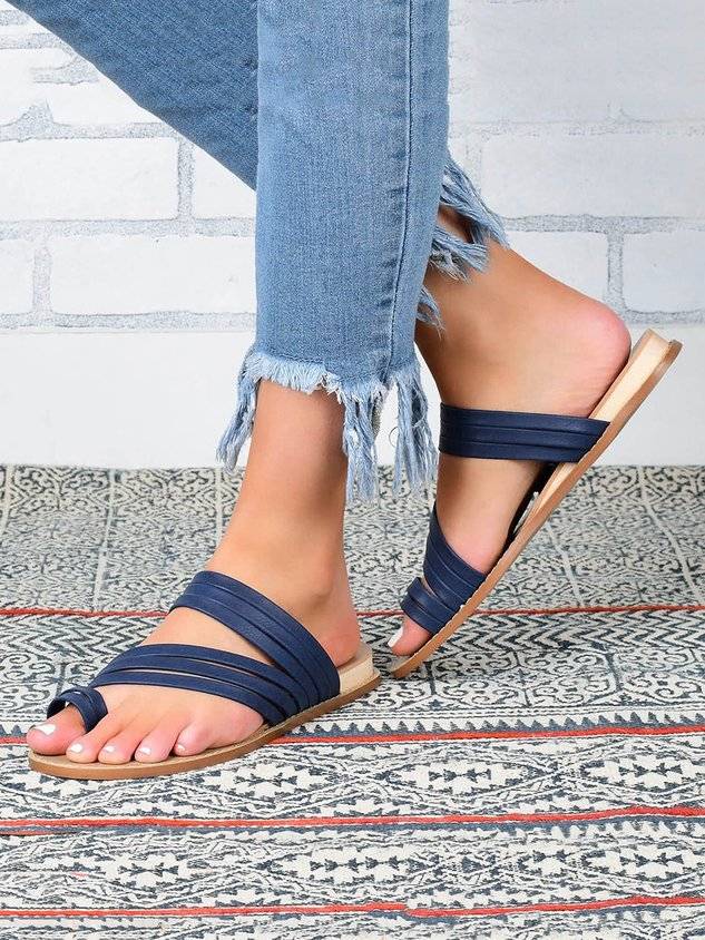 Casual Toe Ring Slide Sandals