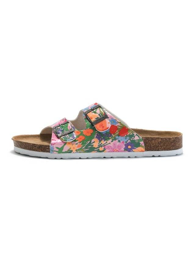 Floral Double Buckle Casual Slide Sandals