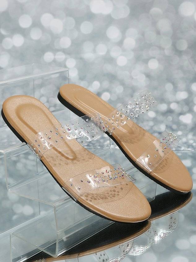 Party Rhinestone PVC Slide Sandals