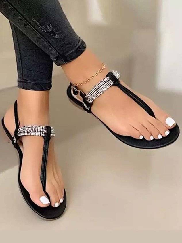 Rhinestone Soft Comfort Thong Sandals