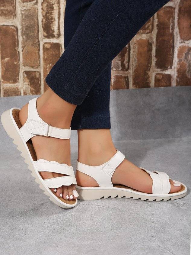 White Breathable Casual Velcro Sandals