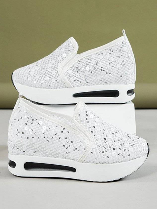 Women's Sequin Mesh Slip On Muffin Sneakers