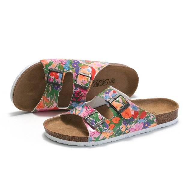 Floral Double Buckle Casual Slide Sandals