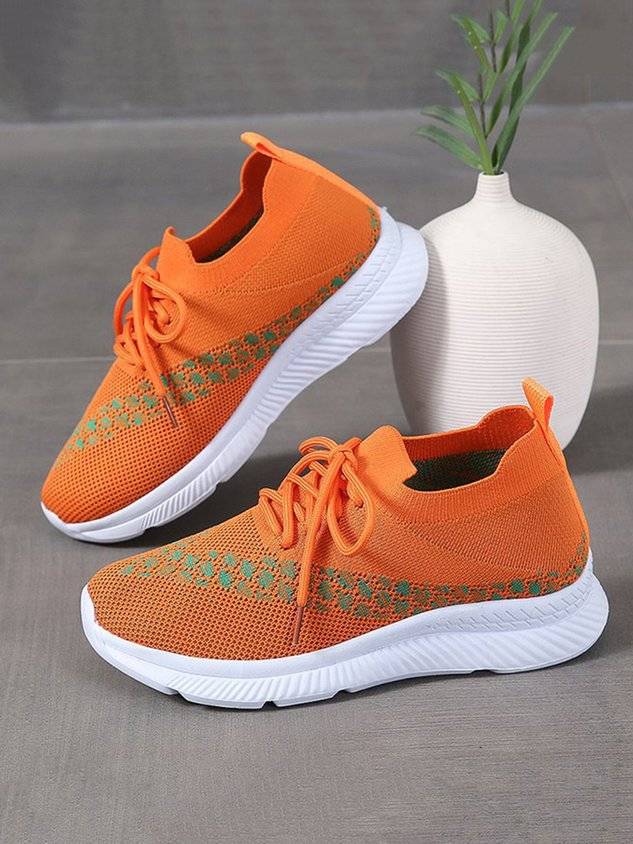 Breathable Color Block Slip On Sports Flyknit Sneakers