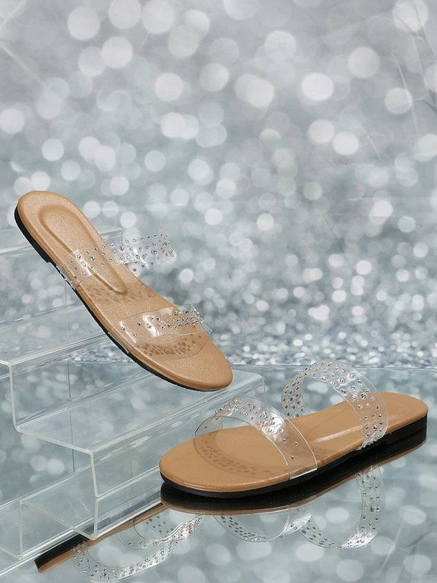 Party Rhinestone PVC Slide Sandals