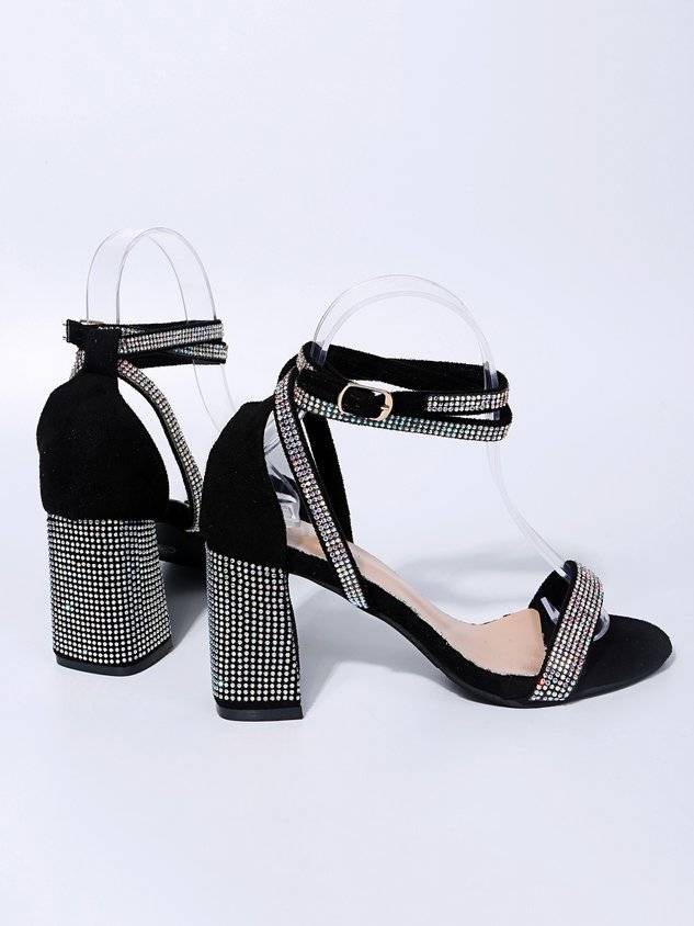 Shining Rhinestone Party Chunky Heel Strappy Sandals