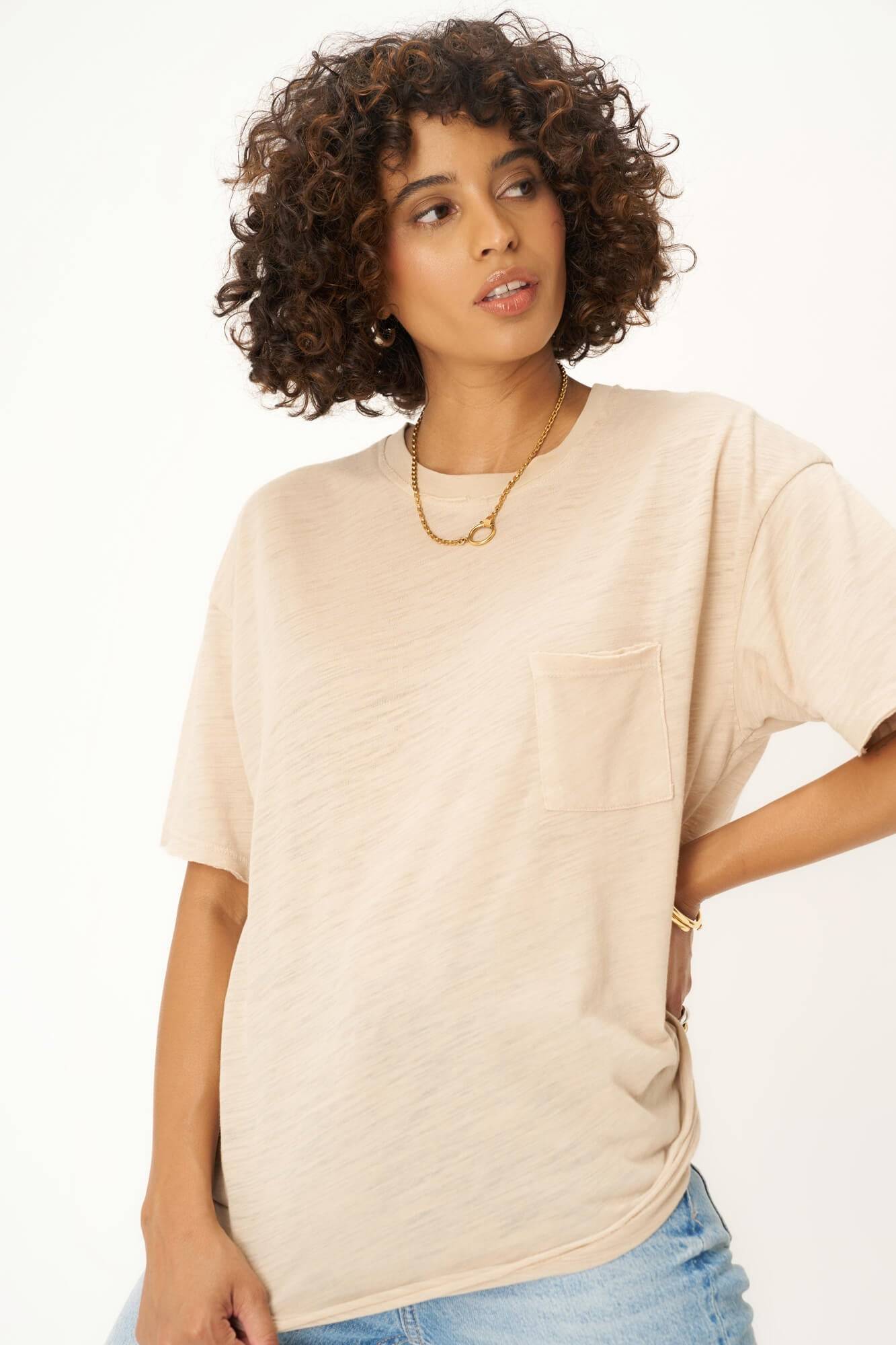 Beck Slub Pocket Tee - Oyster Beige