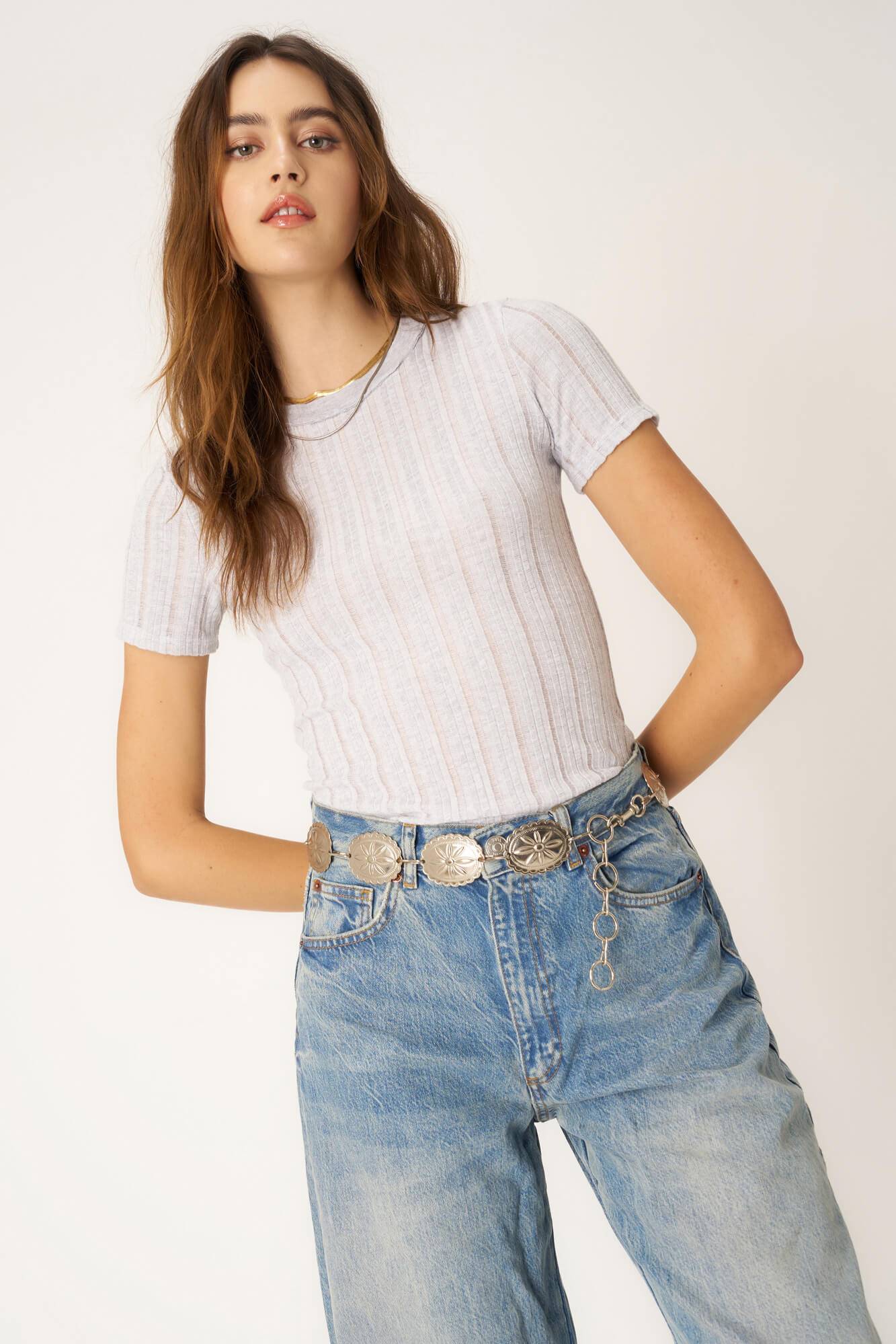 Everyday Textured Rib Tee - Ash