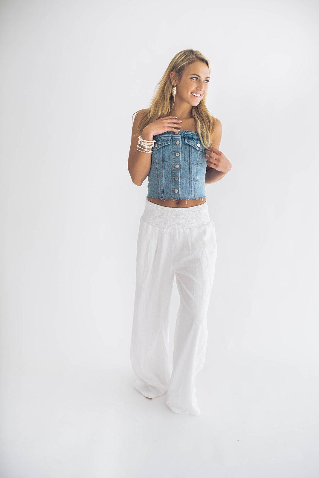 White Wide Leg Pants