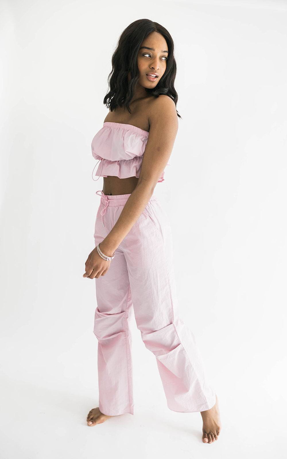 Wide Leg Nylon Pocketed Pants