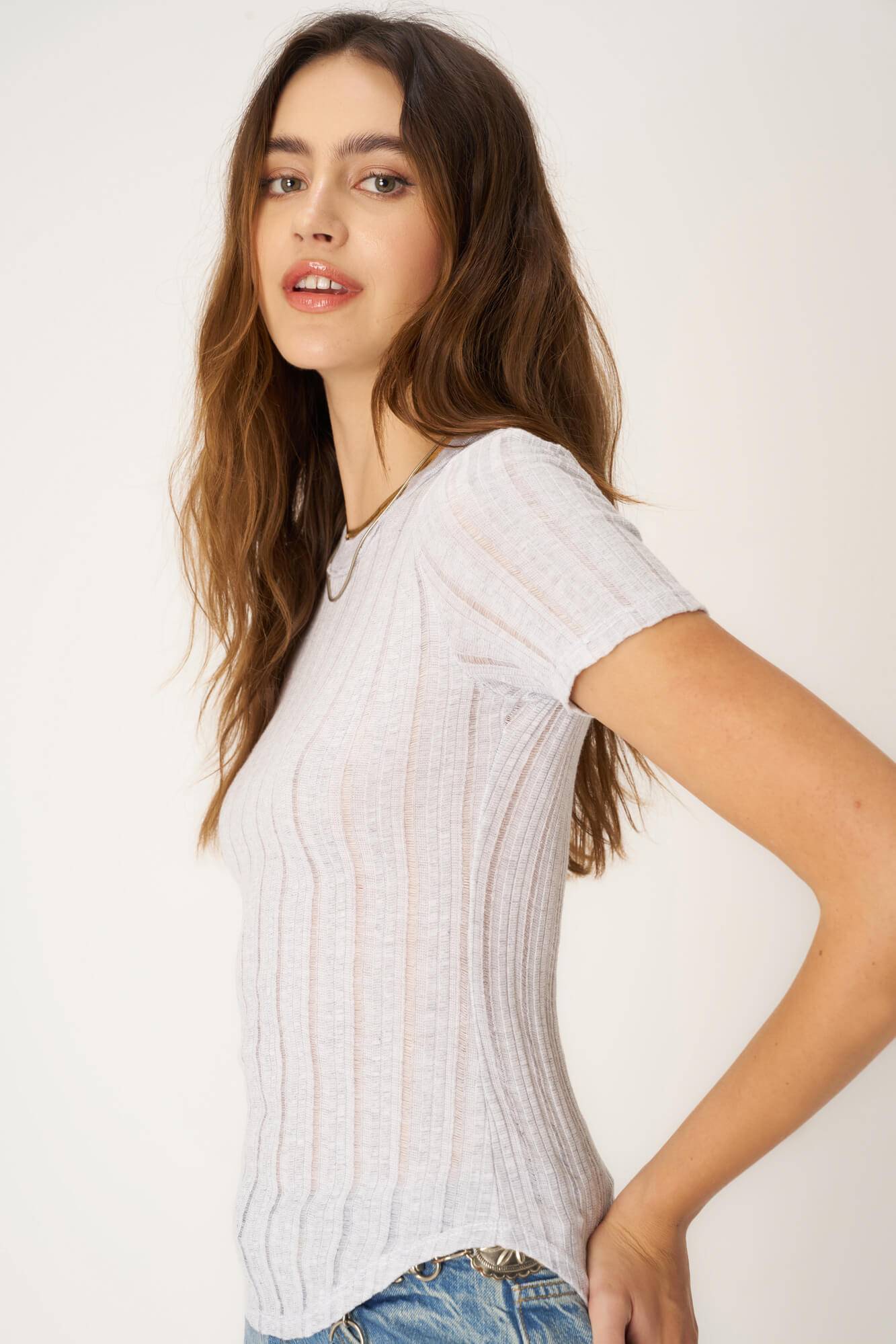 Everyday Textured Rib Tee - Ash