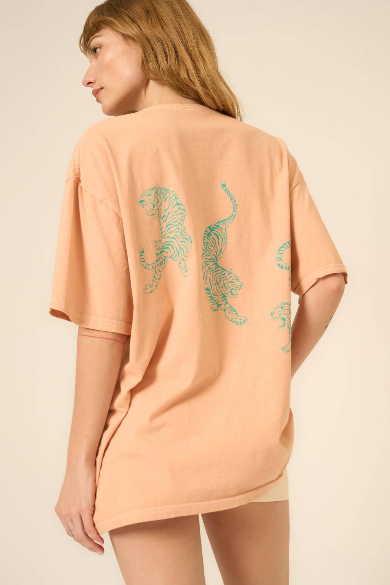 Tigers Oversized Tee - Apricot Quartz