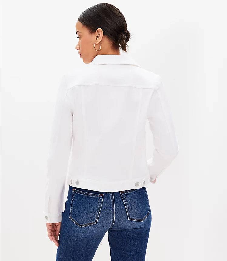 Cropped Denim Trucker Jacket in White