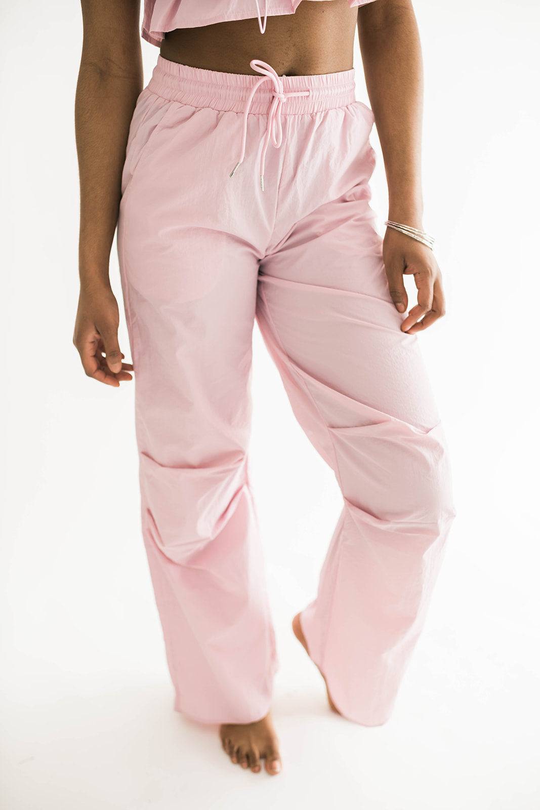 Wide Leg Nylon Pocketed Pants