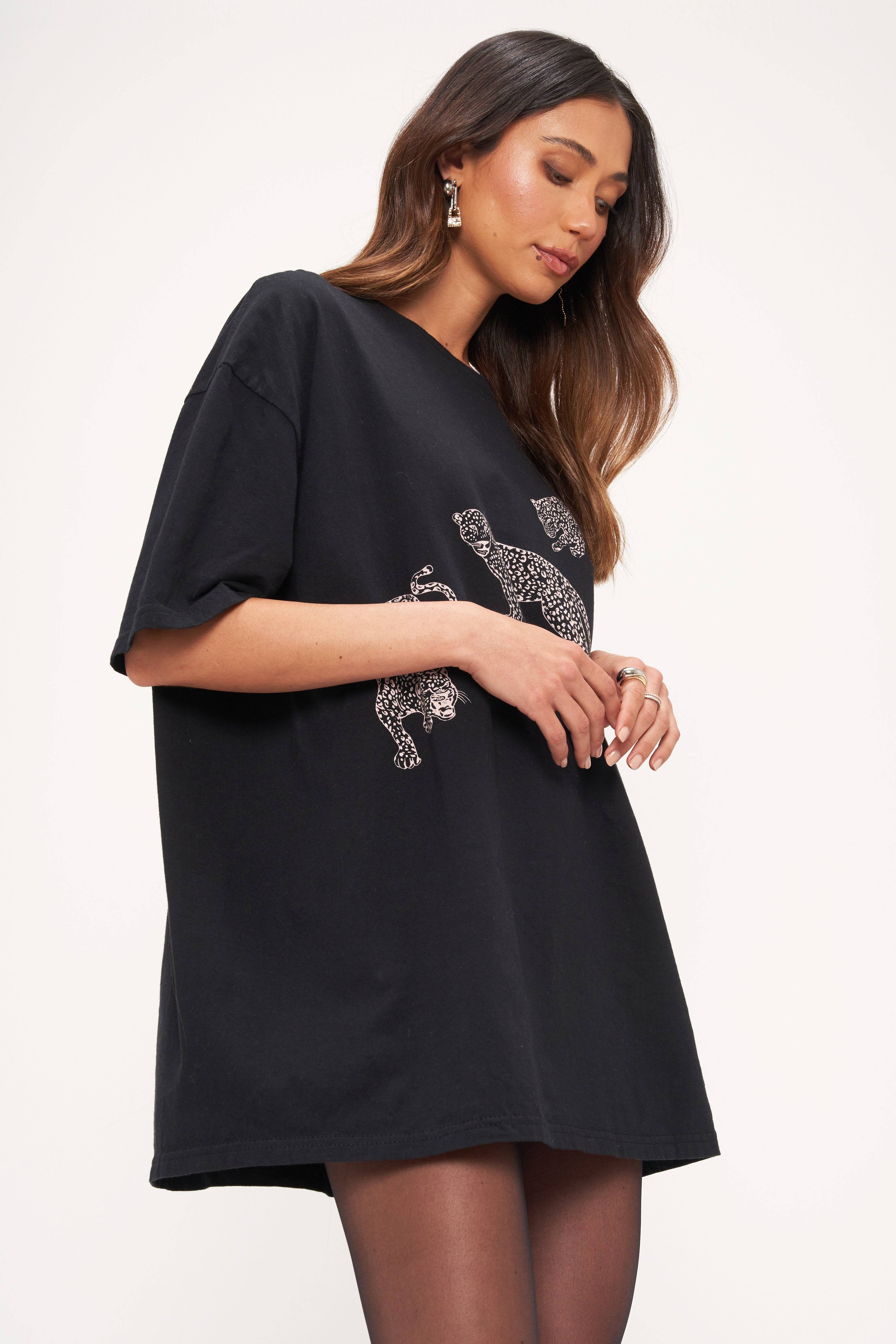 Leopard Oversized Tee - Black