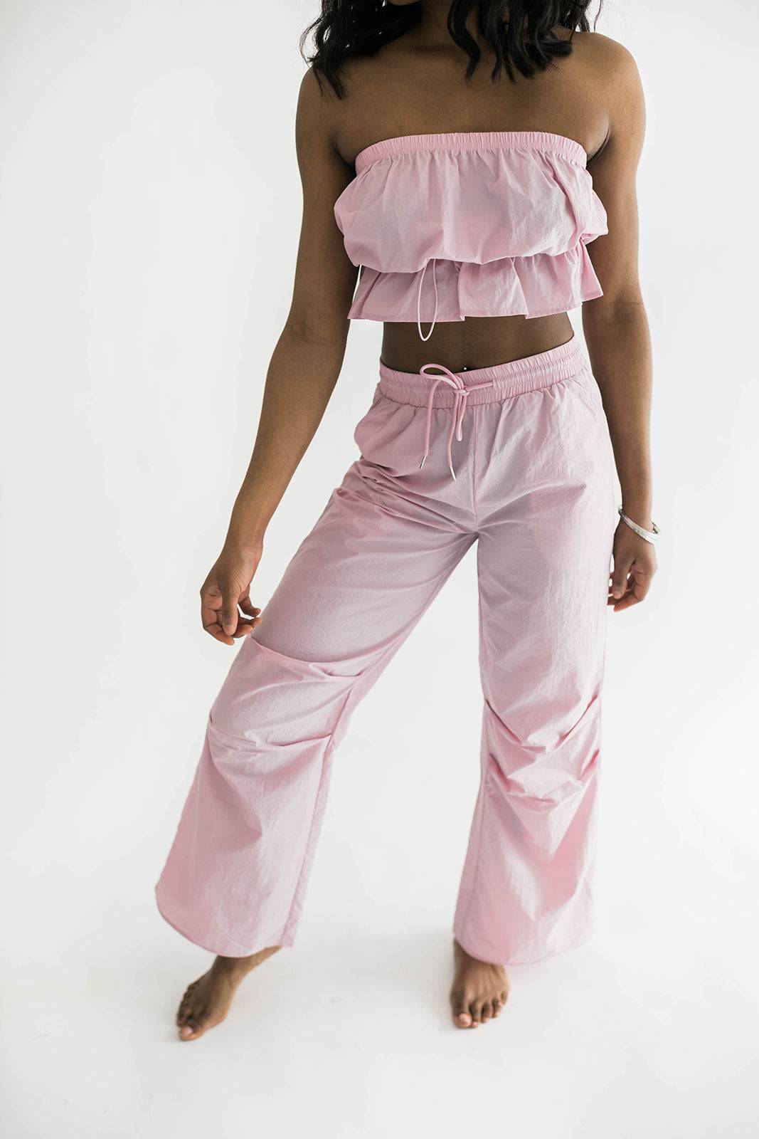 Wide Leg Nylon Pocketed Pants