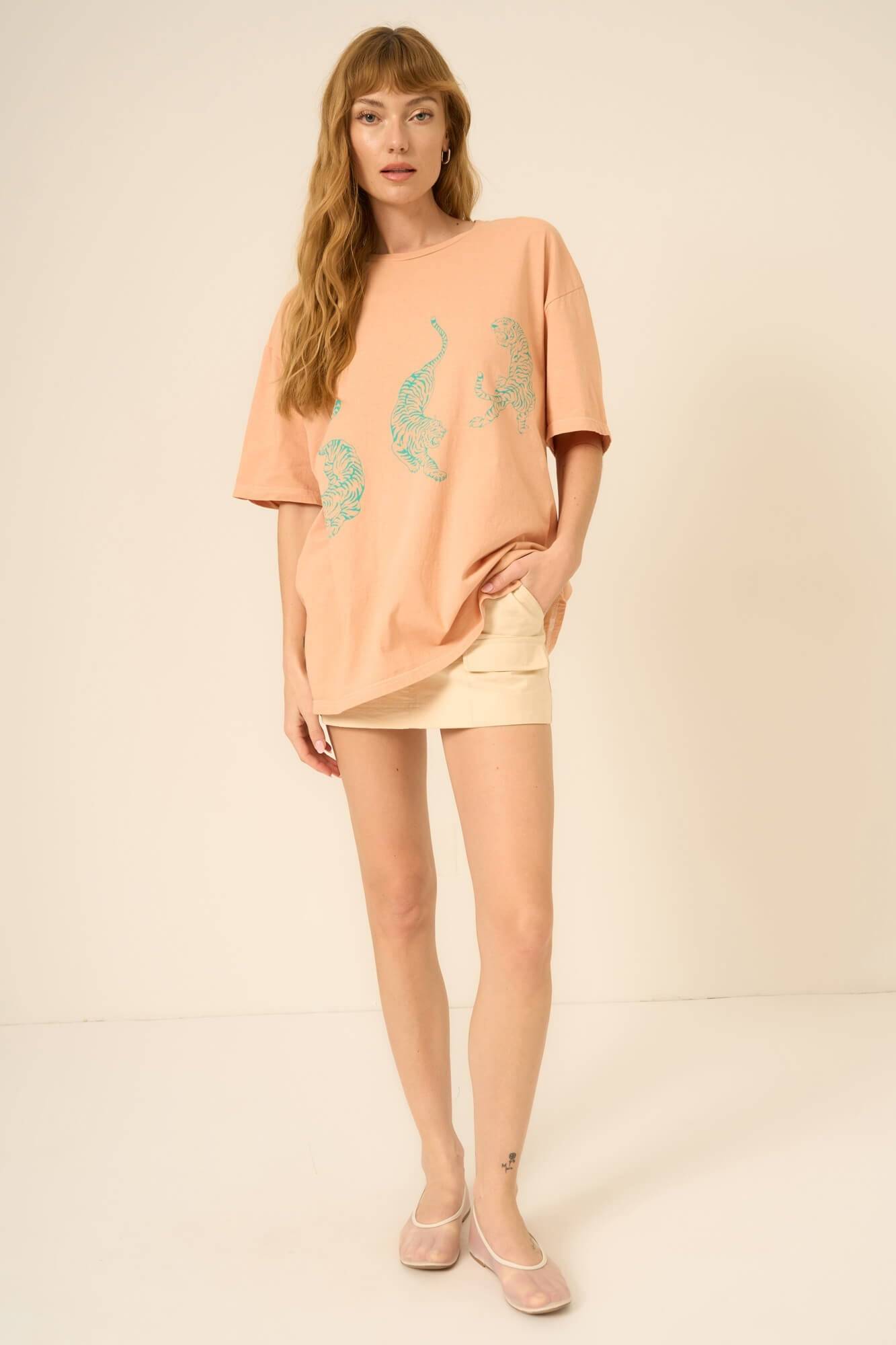 Tigers Oversized Tee - Apricot Quartz