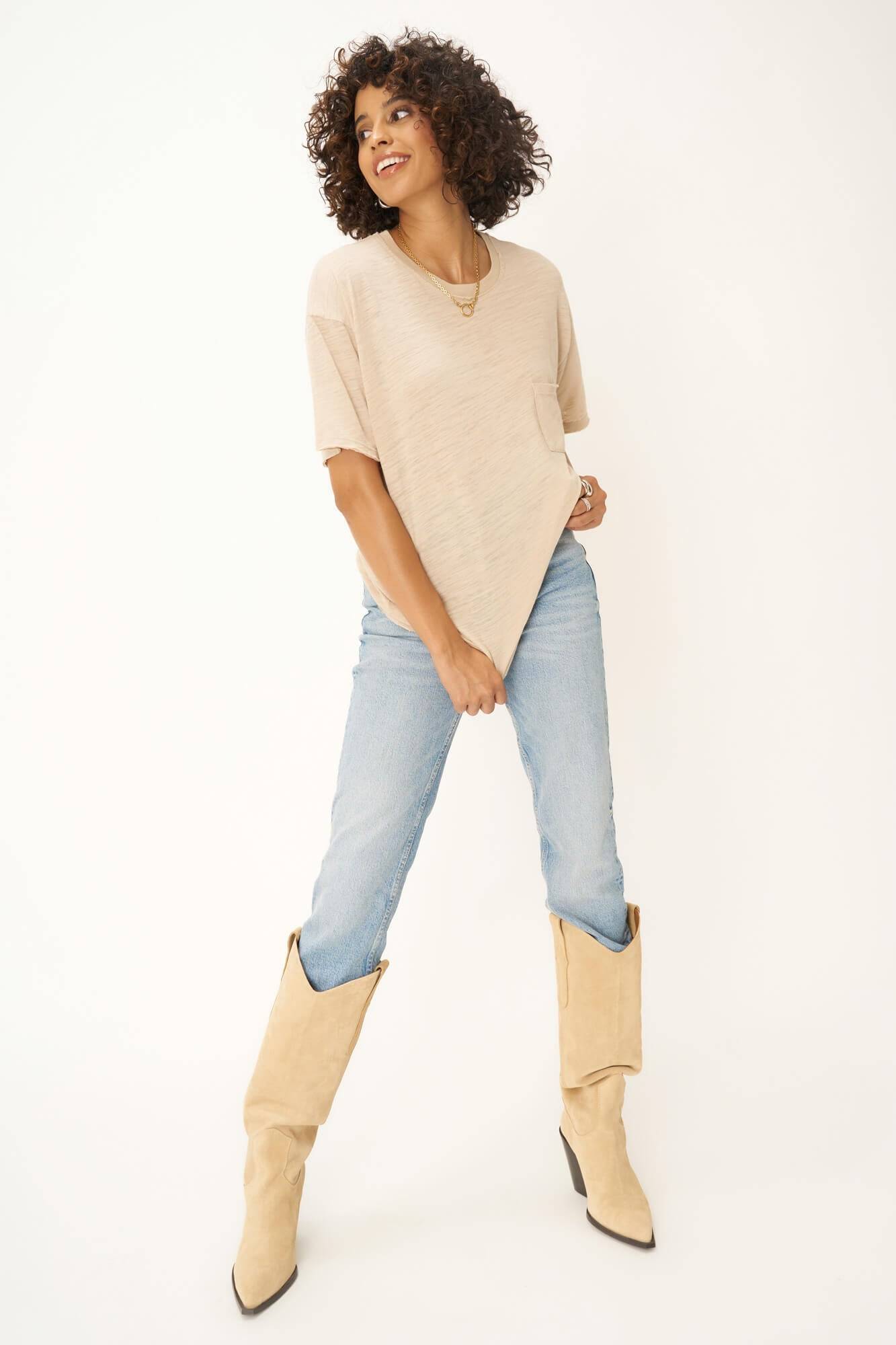 Beck Slub Pocket Tee - Oyster Beige