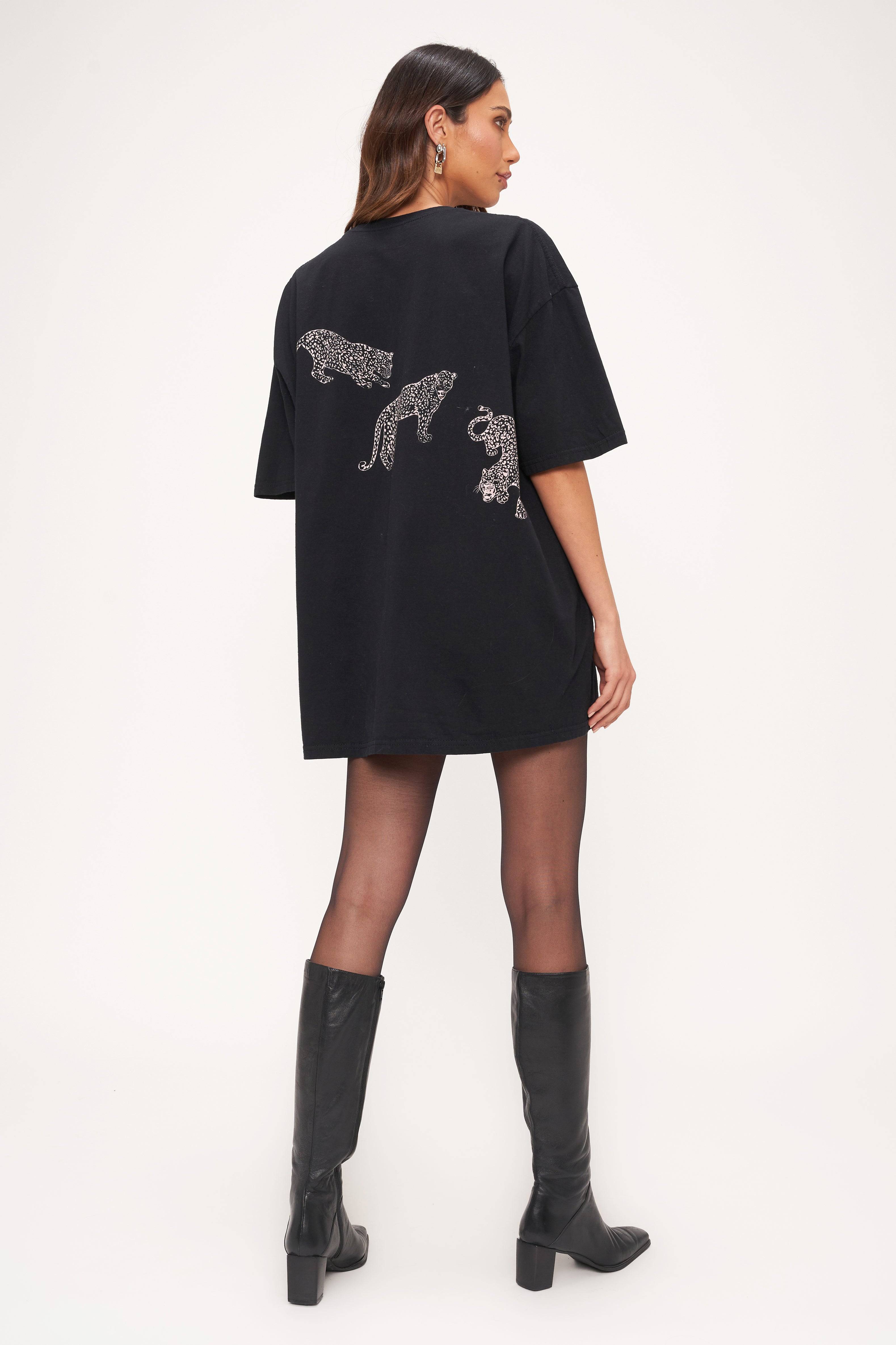 Leopard Oversized Tee - Black