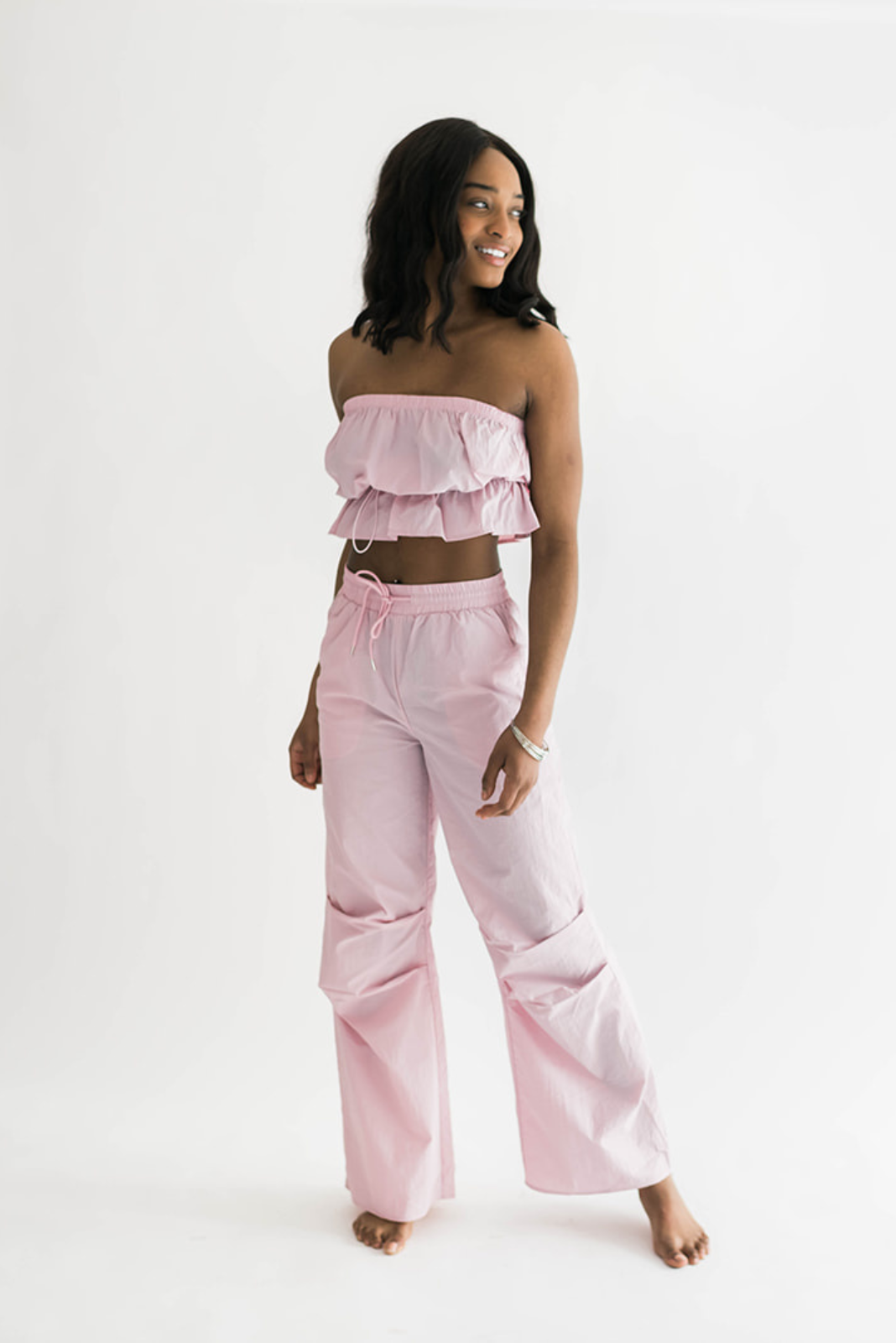 Wide Leg Nylon Pocketed Pants