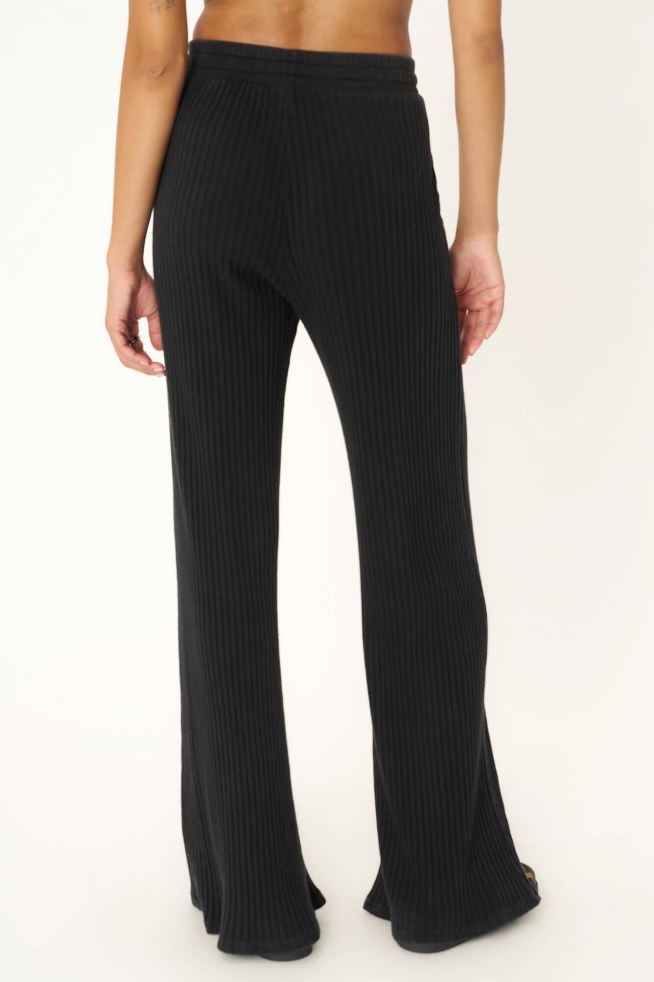 Washed Rib Flare Pant - Black