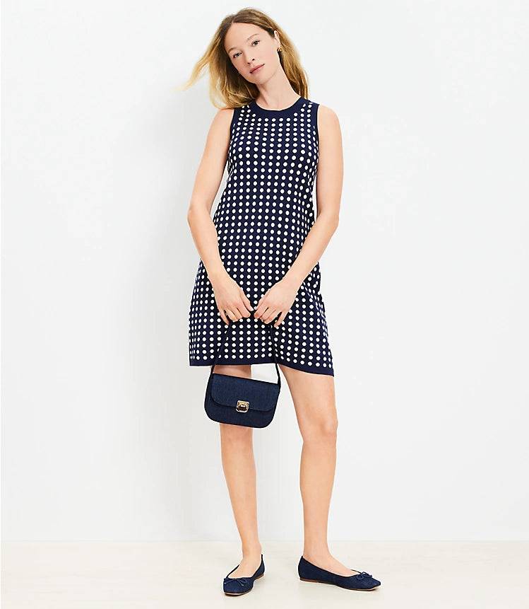 Dotted Mini Shift A-Line Dress