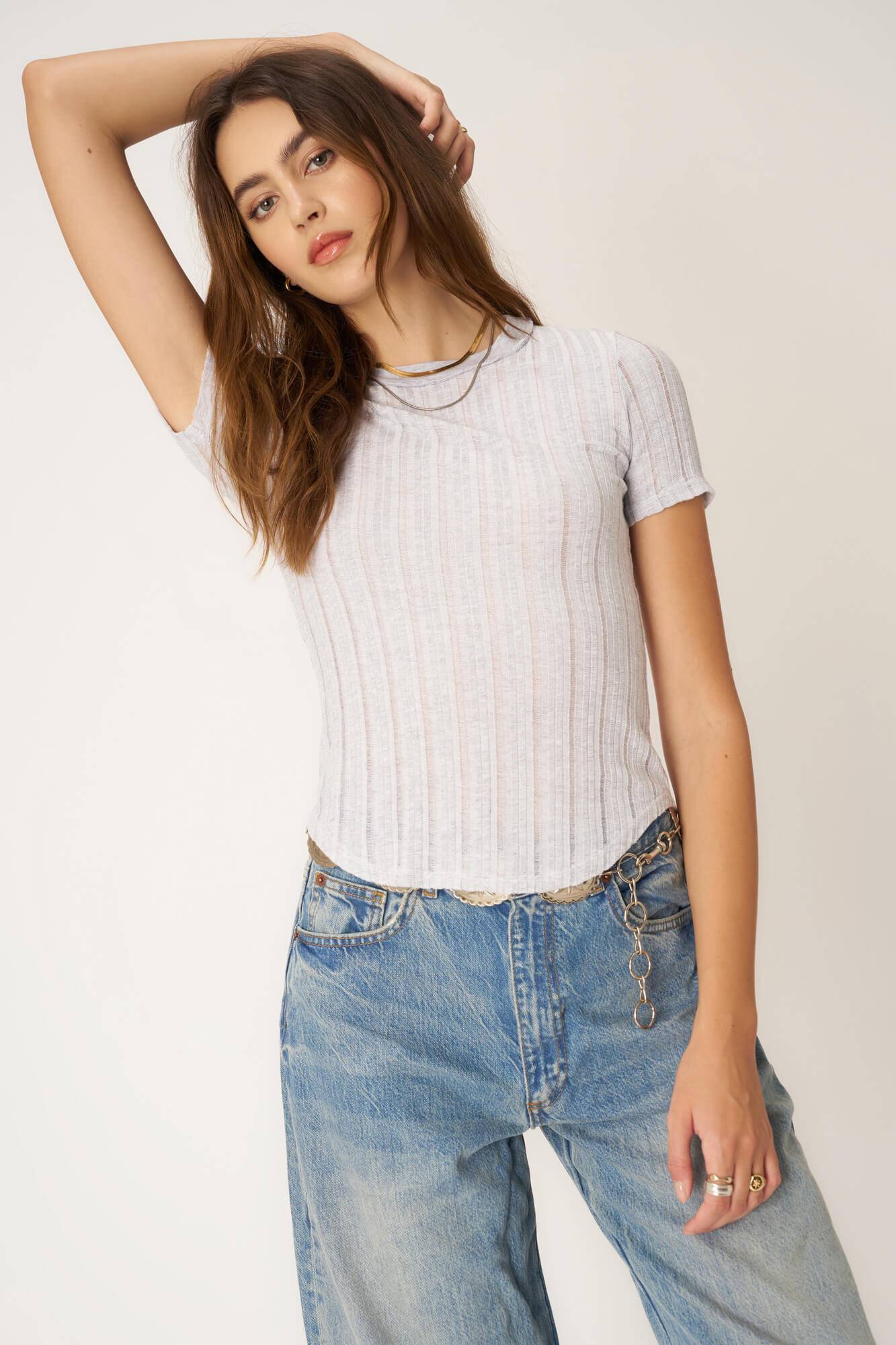 Everyday Textured Rib Tee - Ash