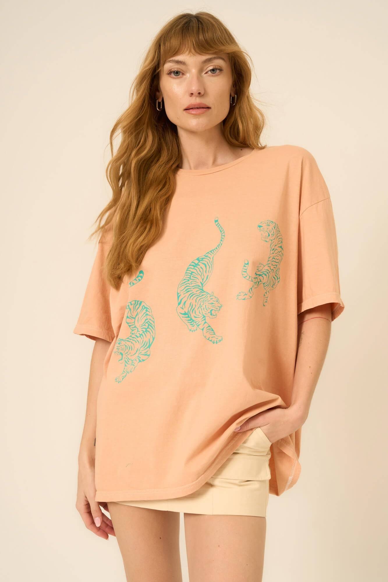 Tigers Oversized Tee - Apricot Quartz