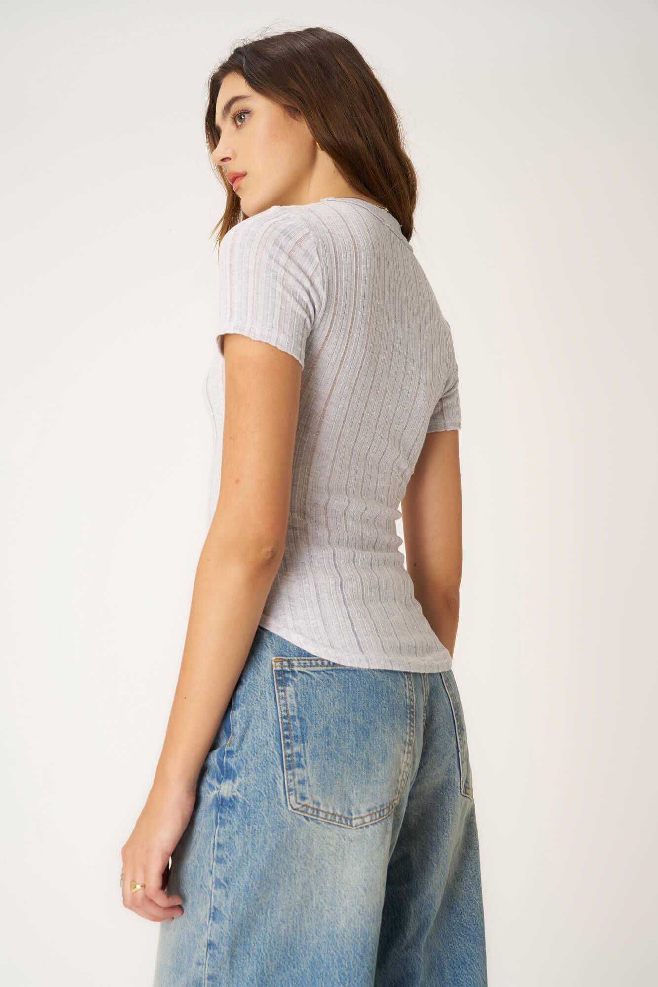 Everyday Textured Rib Tee - Ash