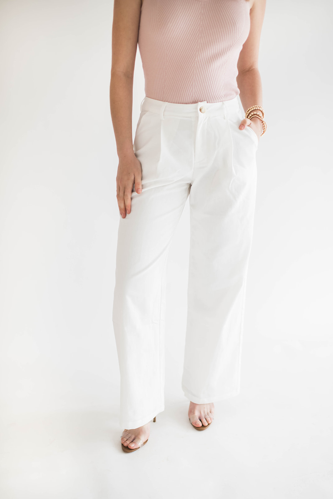 White Trousers Straight  Pants