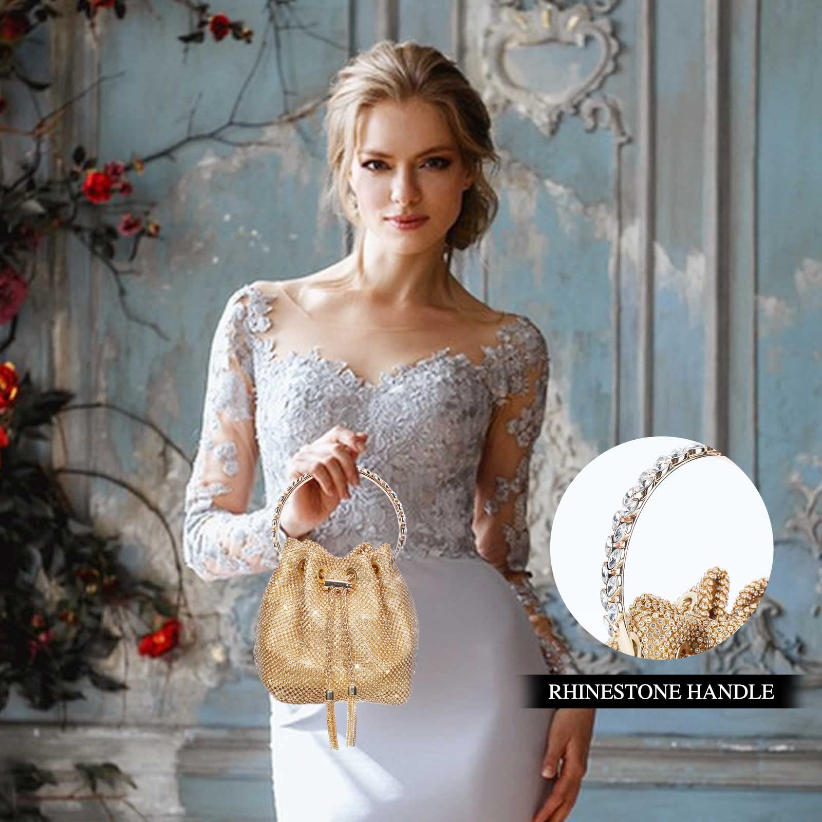 UBORSE Women Evening Clutch Bags Sparkly Diamond Glitter Bag Elegant Crystal Wedding Purse Rhinestone Party Bridal Handbag
