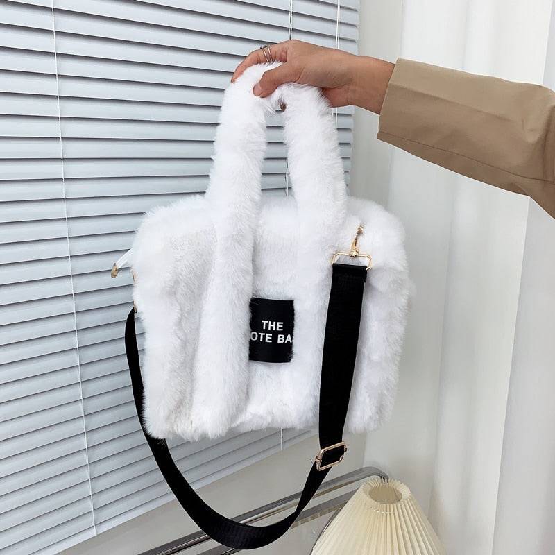 Fluffy Faux Fur Tote Shoulder Crossbody Handbag