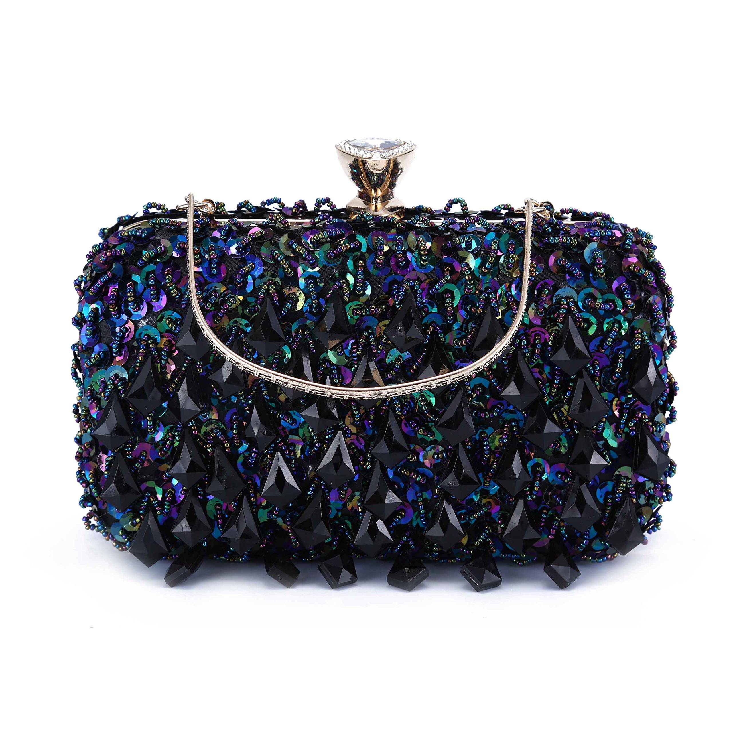 UBORSE Women Wedding Clutch Rhinestone Bling Sequin Evening Bags Vintage Crystal Beaded Cocktail Party Party Purse