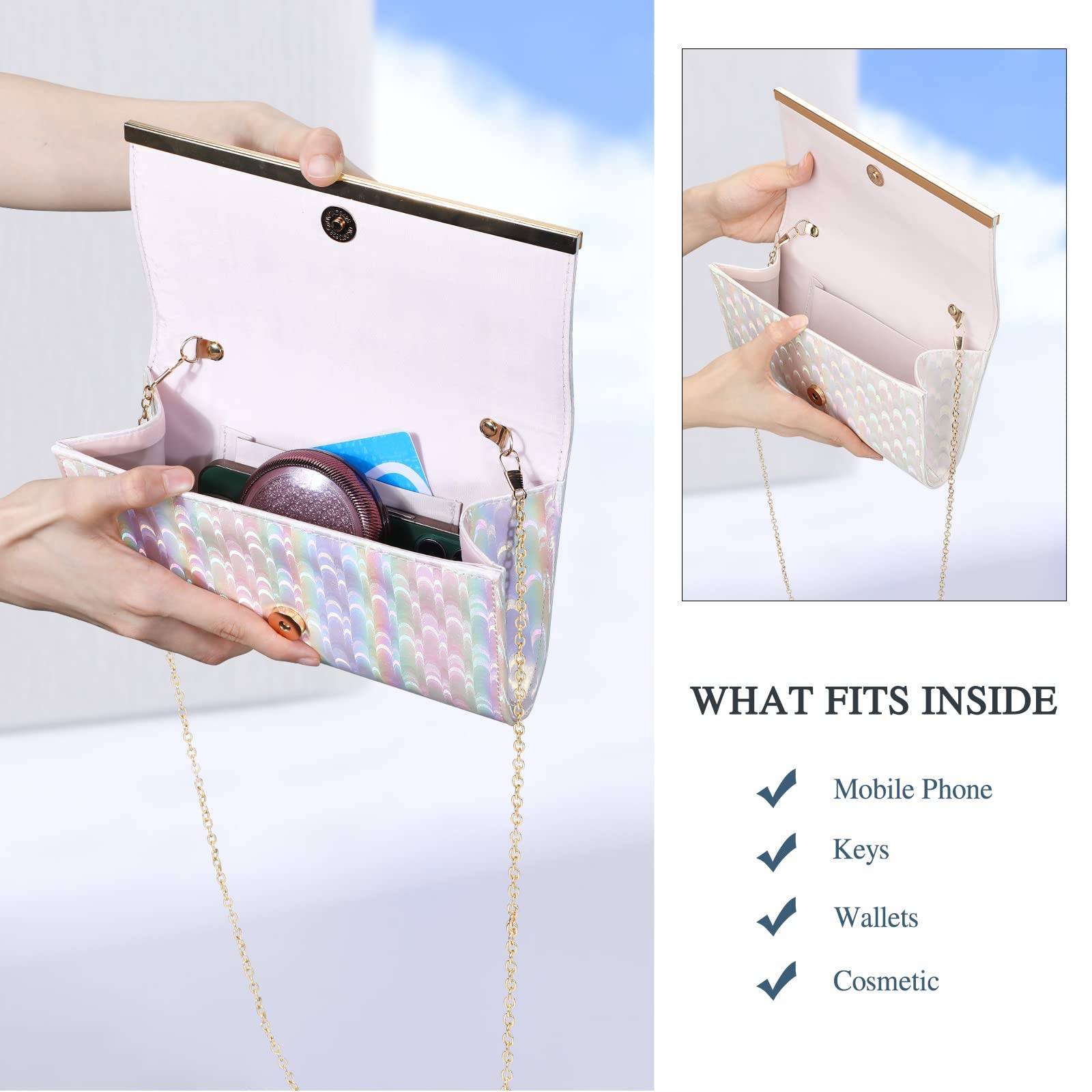 UBORSE Women Clutch Bag Evening Bag Elegant Women Chain Shoulder Bag Wedding Clutch Small Bridal Purse for Wedding Cocktail