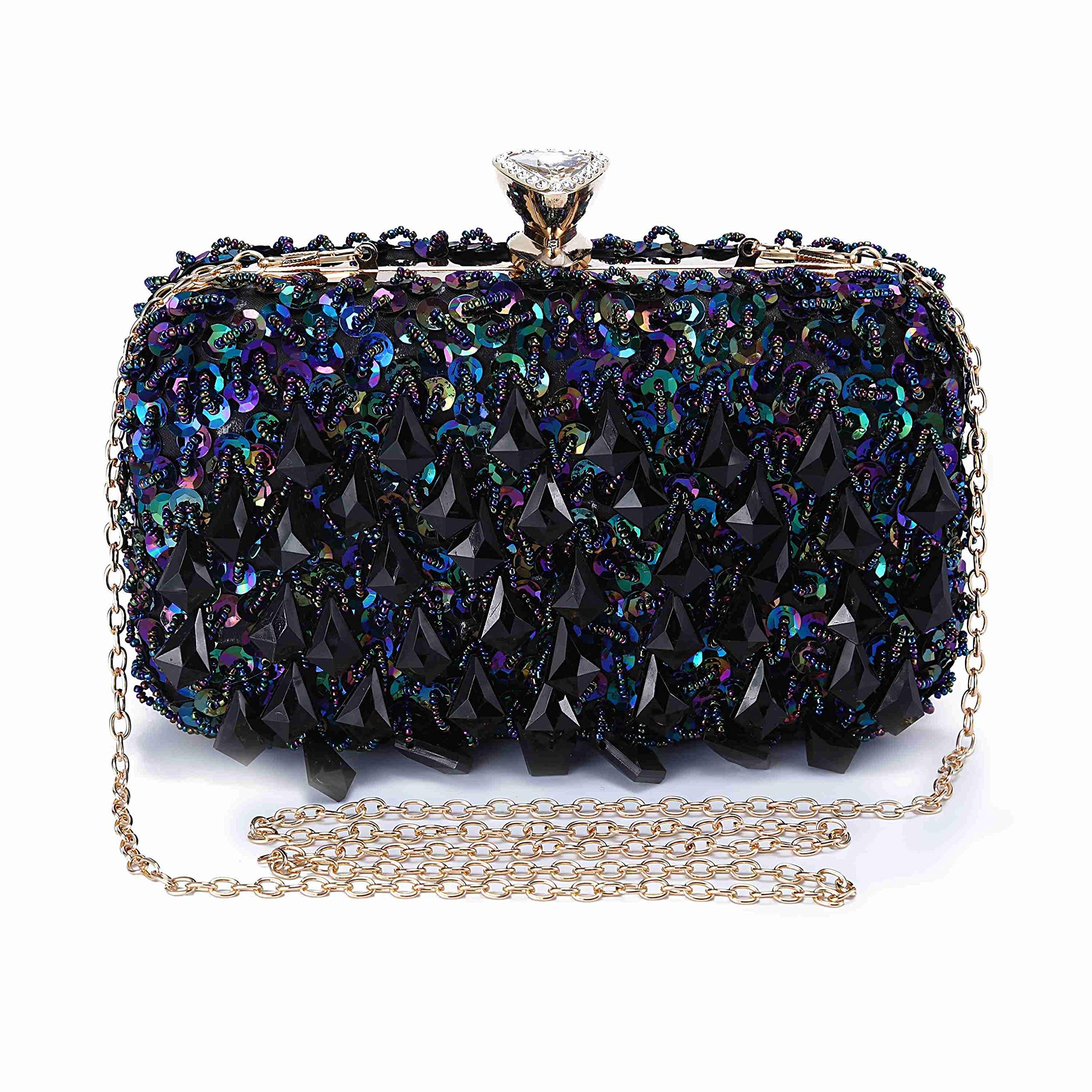 UBORSE Women Wedding Clutch Rhinestone Bling Sequin Evening Bags Vintage Crystal Beaded Cocktail Party Party Purse